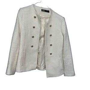 Zara Cream Textured Blazer